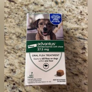 Elanco Advantus oral flea treatment for dogs 7soft chews. Exp 6/2027